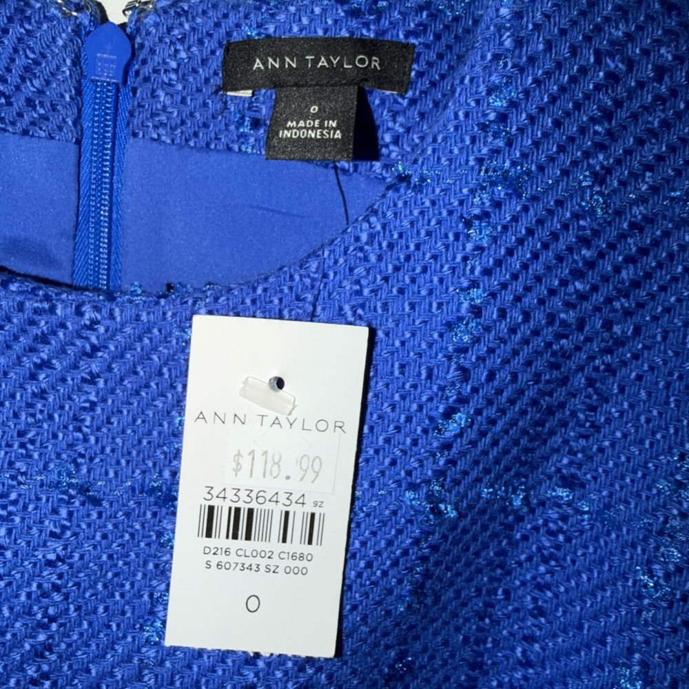 Ann Taylor Vibrant Blue Textured Midi Dress - Picture 3 of 5